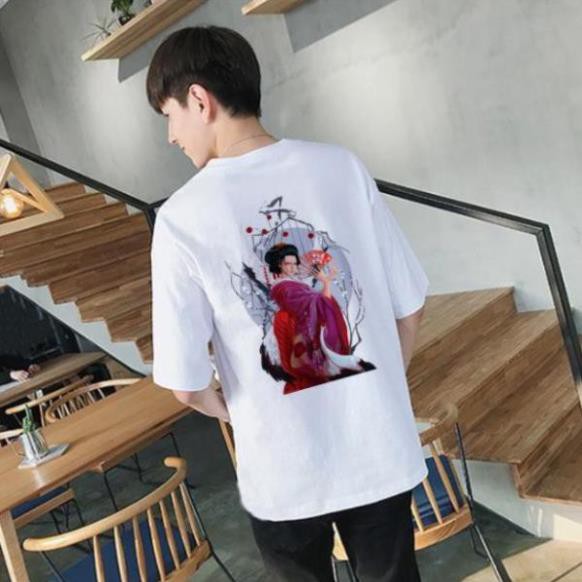 FREE SHIP Áo Thun Tay Lỡ Unisex Trắng Nico Robin One Piece Múa Quạt
