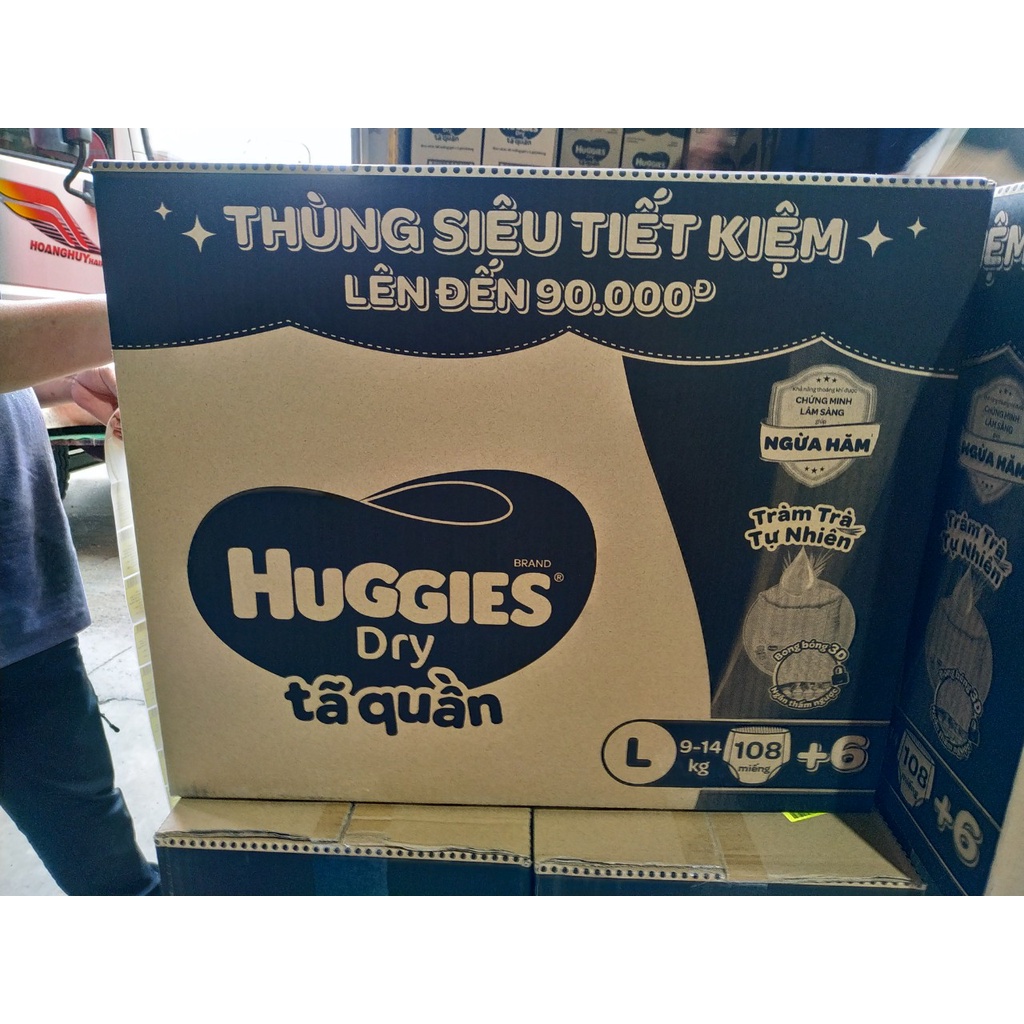 Thùng tã quần Huggies Tràm Trà L108+6 miếng/ XL 96 miếng