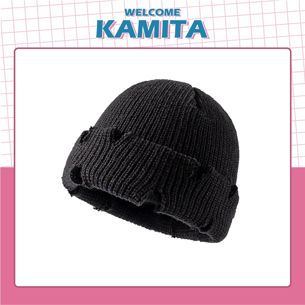 Mũ Len Ngắn Rách Beanie Cao Cấp KAMITA Thời Trang Hàn Quốc, Nón Len Đẹp Unisex Nam Nữ Giá Rẻ Mùa Đông Nhiều Màu ML12