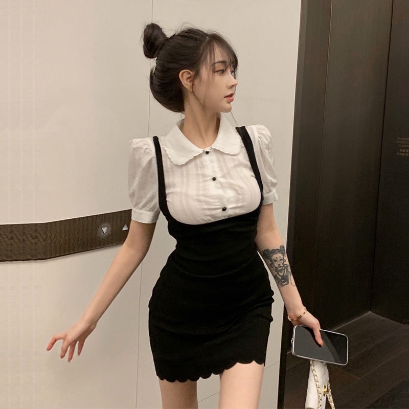 Đầm Body Ngắn Tay Phồng Giả Hai Lớp Thời Trang Mùa Hè Dành Cho Nữ