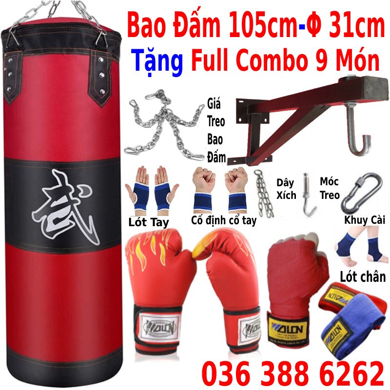 Vỏ Bao Cát Đấm Bốc Boxing Treo Tường Võ Thuật dày 2 lớp - 3 lớp, Ø = 25 - 35cm, vỏ bao cát đấm bốc dây xích độ bền 5 năm