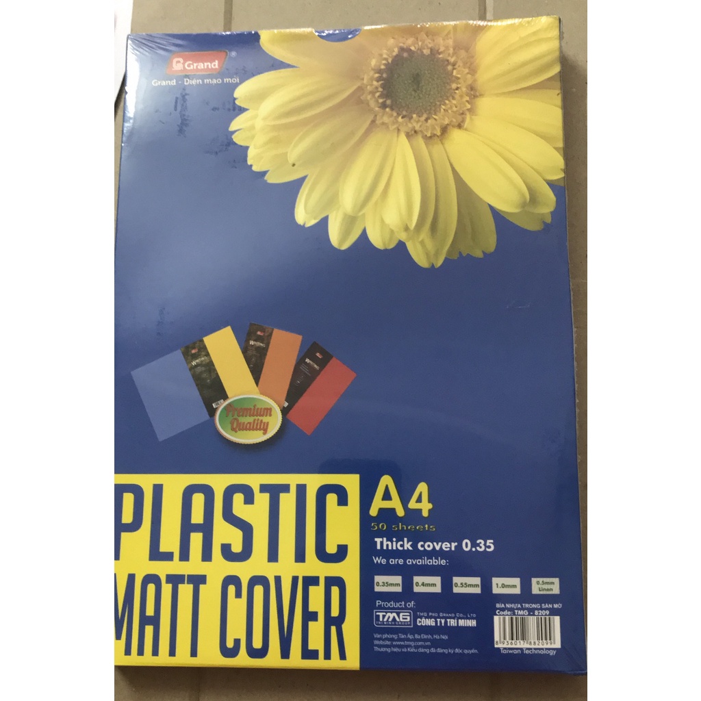 Bìa nhựa sần đóng sách A4 Plastic cover Pgrand - Hộp 50 tờ