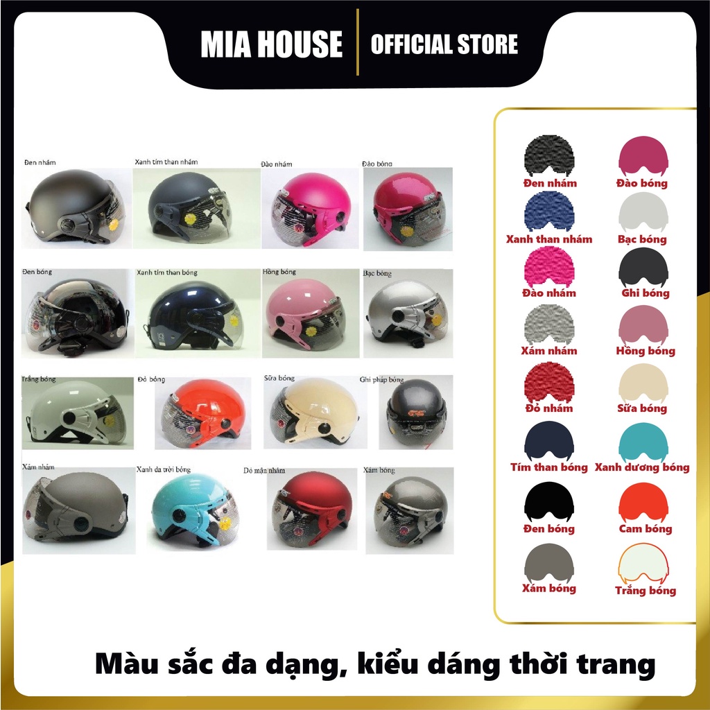 Mũ nón bảo hiểm nửa đầu có kính chắn gió chính hãng GRS A33K cao cấp nhiều màu siêu hot tặng kèm sticker