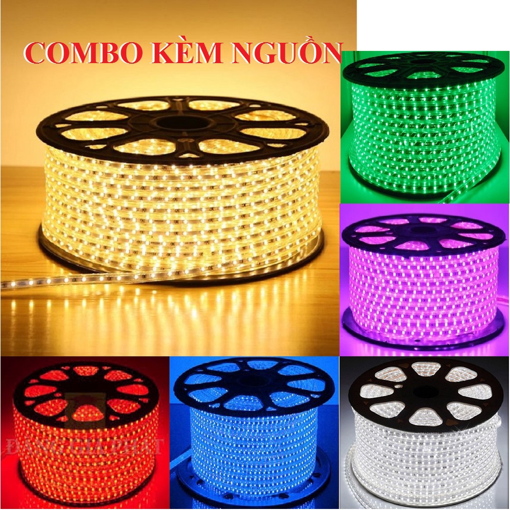 COMBO 5 MÉT DÂY ĐÈN 2835 KÈM NGUỒN DÙNG CUỐN CÂY HẮT TRẦN
