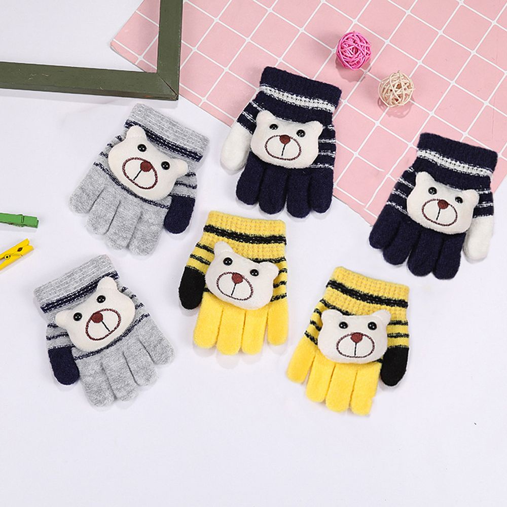Găng tay dệt kim dày họa tiết hoạt hình giữ ấm mùa thu đông nhỏ gọn cho bé