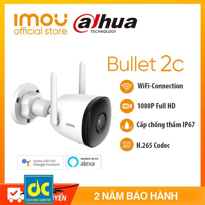 Camera IP IMOU Ngoài Trời IPC-F22P New 2 anten chống nước - 2MP - Full HD 1080P - Công nghệ lưu trữ H265X tự bù sáng