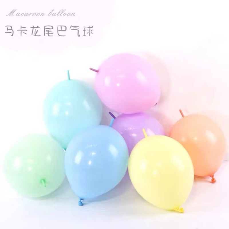 Combo 10 bóng có đuôi cột dùng trang trí dây bóng 10 inch màu pastel bóng bay tạo hình