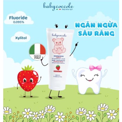 Kem đánh răng cho bé Babycoccole 12M+ trẻ em nuốt được 75ml