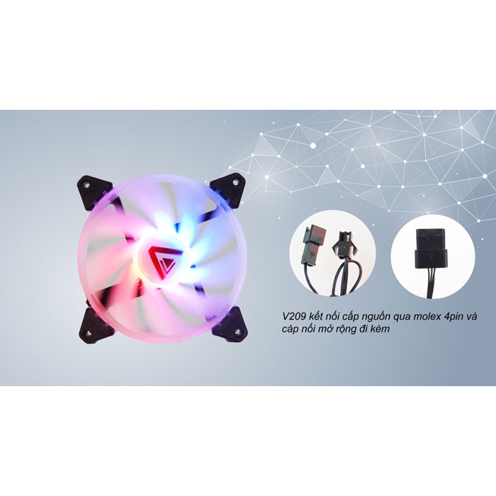 Quạt Tản Nhiệt, Fan Led RGB VSP V209C - Pack 5 Fan Đồng Bộ Hub + Remote - Kèm ốc vít | FAN CASE 120MM - CHÍNH HÃNG