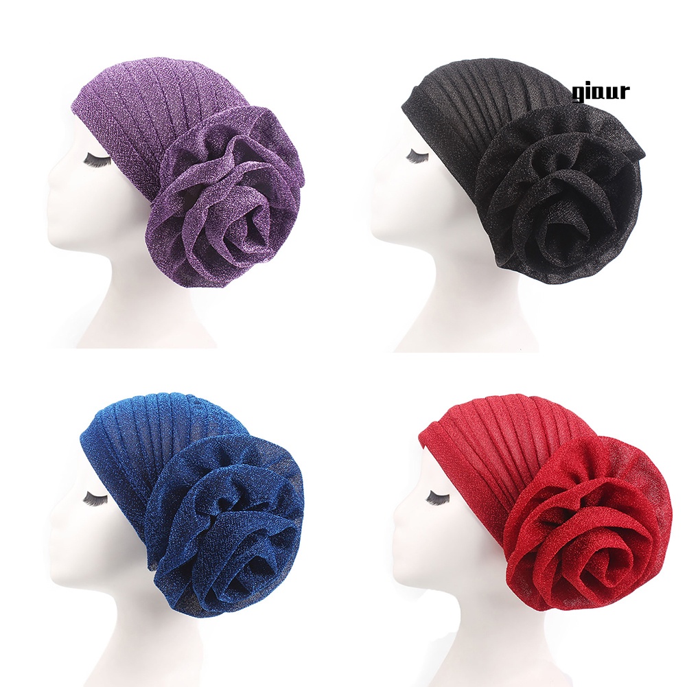 Mũ trùm đầu đính hoa lớn lấp lánh thời trang cho nữ