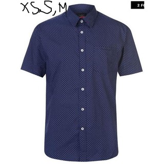 Áo sơ mi nam Pierre Cardin săn sale UK cao cấp cộc tay dáng công sở màu navy họa tiết ( đủ bill)