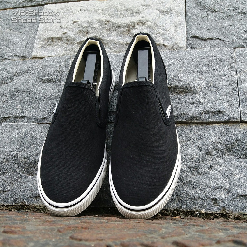 Slip on nam | Giày lười vải nam dáng classic vải đen, đế trắng, fullbox - Mã SP 177 | BigBuy360 - bigbuy360.vn