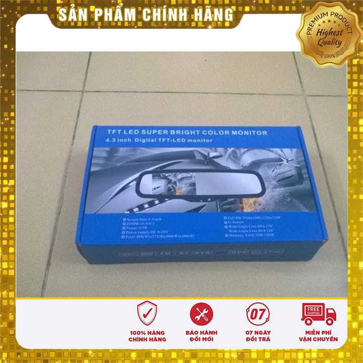 HCM_Màn hình thay chân gương cho xe ô tô, màn rộng 4.3 inchs có 2 công AV