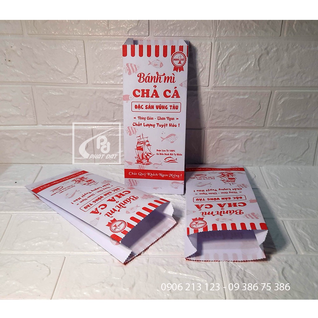 Túi Giấy Bánh mì Chả Cá Nóng Đặc sản Vũng Tàu in sẵn 100 cái