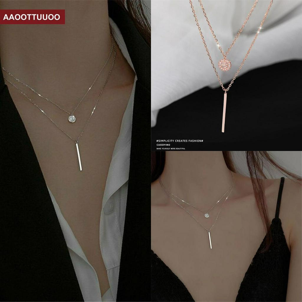 Vòng cổ hai lớp phối mặt tròn đơn giản thời trang