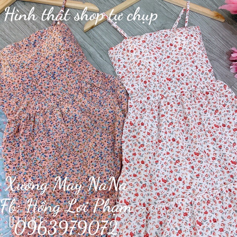 Đầm hoa nhí 2 dây có mút ngực nhún tầng (hình thật+video) | BigBuy360 - bigbuy360.vn