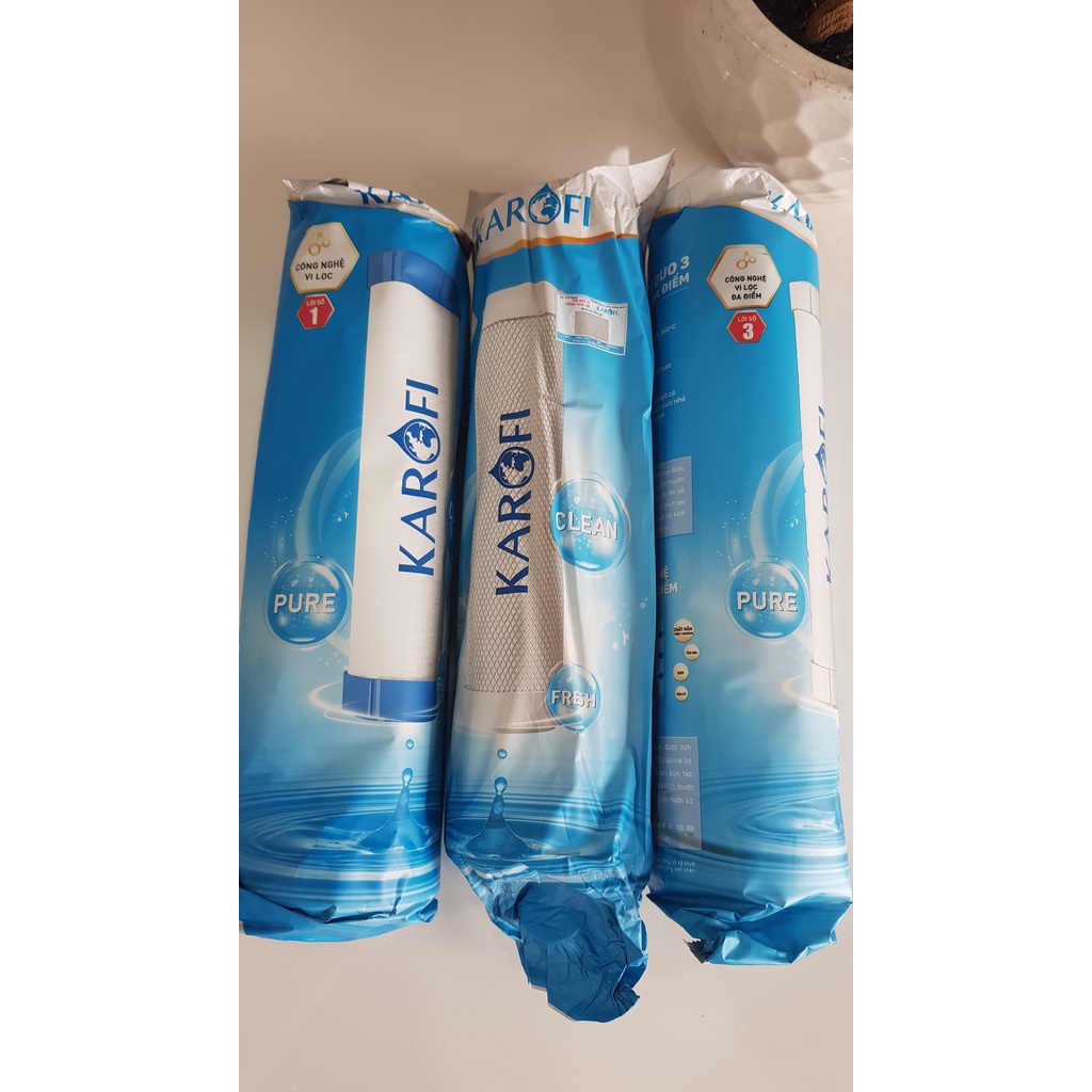 BỘ 3 LÕI LỌC 123 KAROFI - Chính hãng - Chuyên dùng thay cho máy model : S-s038, O-p1310, P95, U95, O-07, U05, U03