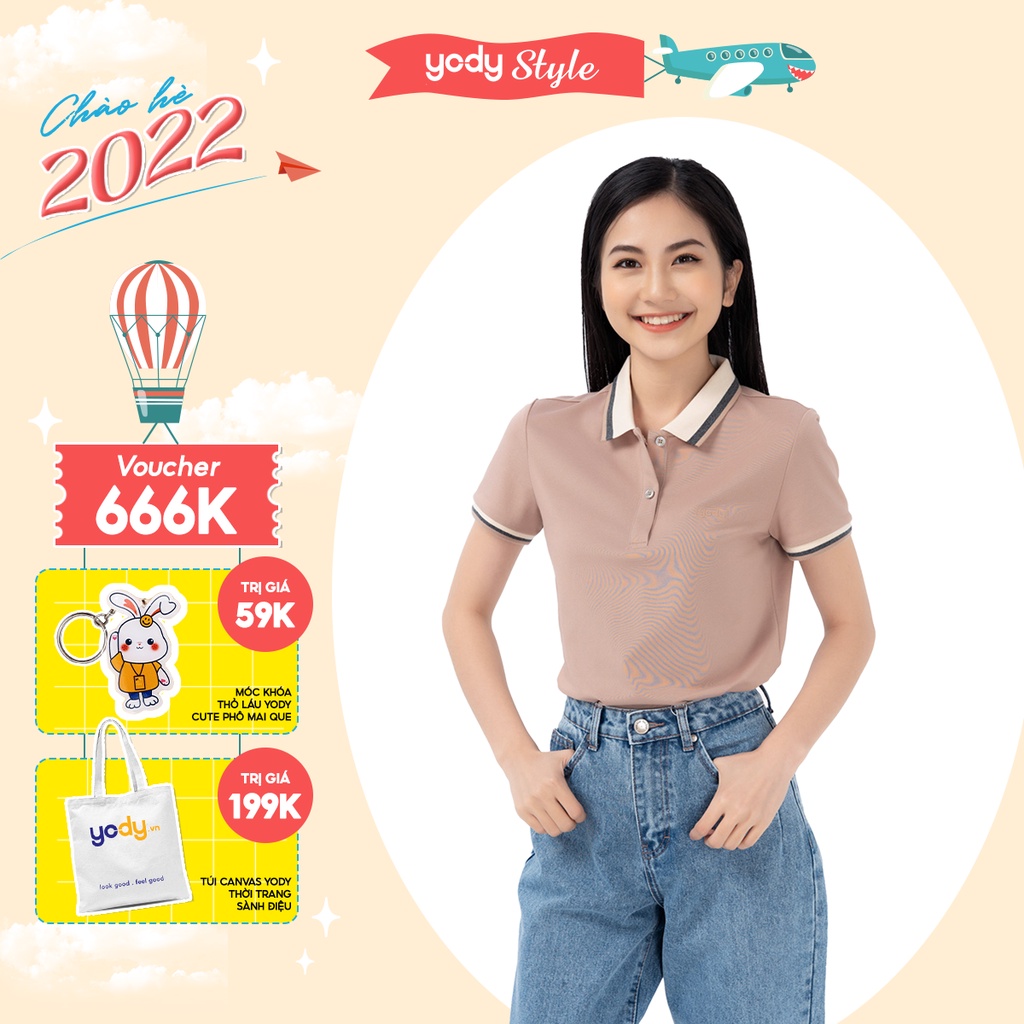 Áo Polo YODY Pique Mắt Chim Phối Kẻ Vô Cùng Cách Điệu Và Tinh Tế APN3704