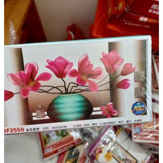 Tranh đính đá Bình hoa lan tuyệt đẹp KT90*50cm(hình thật)