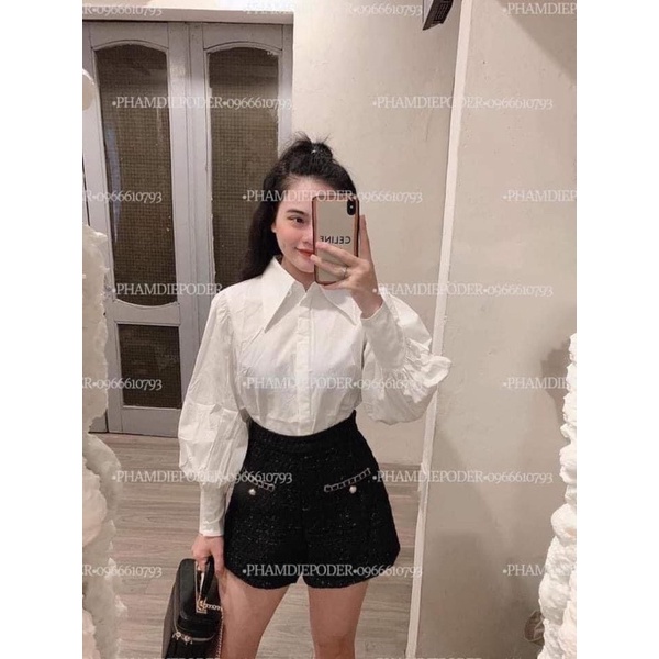 Áo sơ mi trắng nữ tay bồng Shein auth