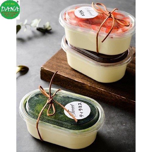 Hộp nhựa Oval đựng bánh Mousse HT150 có nắp