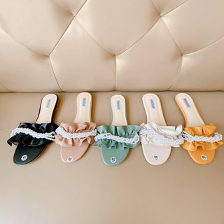 🍑 dép quai nhún đính dây ngọc