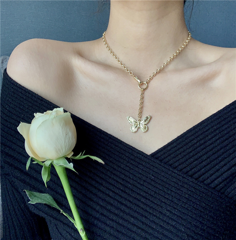 butterfly Pendant necklace Korea simple ig female clavicle chain girlfriend birthday gift