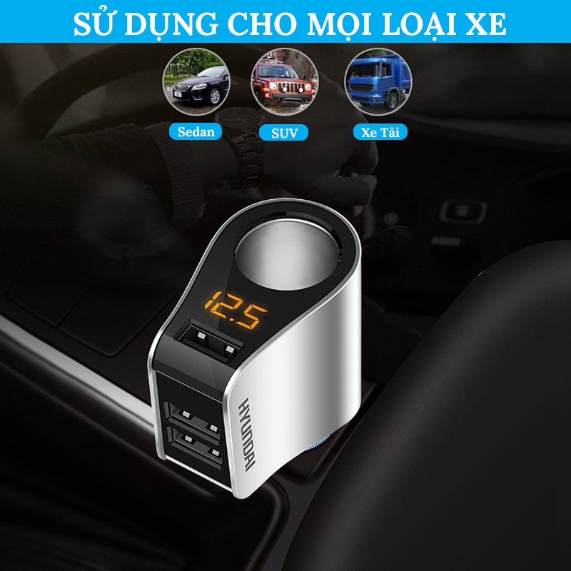 Tẩu Sạc Ô Tô QC 3.0 - Tẩu Chia Sạc Chính Hãng Hyundai HY-10 Dùng Được Cho Mọi Loại Xe CARZỌNE.TOP