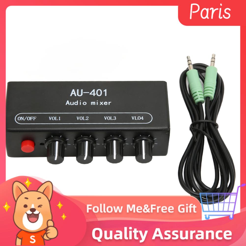 Superparis Stereo Mixer 4 in 1 Out Independent Volume Control 3.5mm Mini Sound for Headphone Amplifier PC