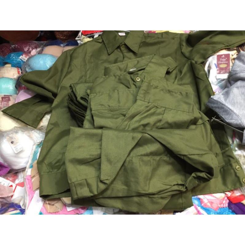 Free ship  Áo Lao Động Xanh Rêu