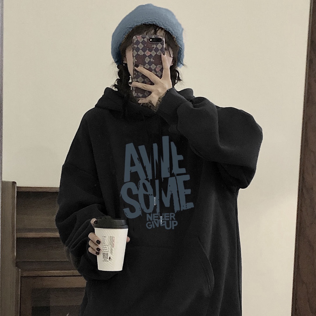 Áo Hoodie Cotton Dáng Rộng Thời Trang Mùa Đông Phong Cách Hàn Quốc Cho Nữ