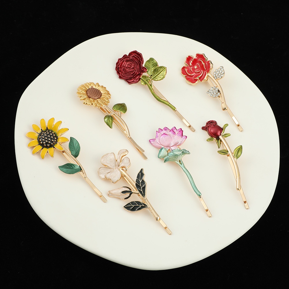 Kẹp Tóc Hoa Mẫu Đơn / Hoa Sen Bằng Kim Loại Thời Trang Cho Bạn Bè