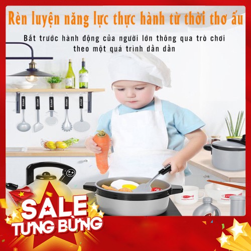 Bộ đồ chơi nấu ăn cho bé 36 món, Đồ chơi nấu ăn thiệt cho trẻ em chơi nấu cơm, nướng thịt, chiên cá - Kitchen toys kids 