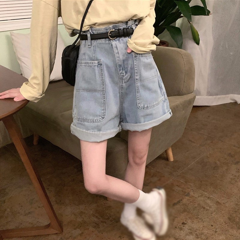 Quần Short Denim Lưng Cao Phong Cách Hàn Quốc Dành Cho Nữ
