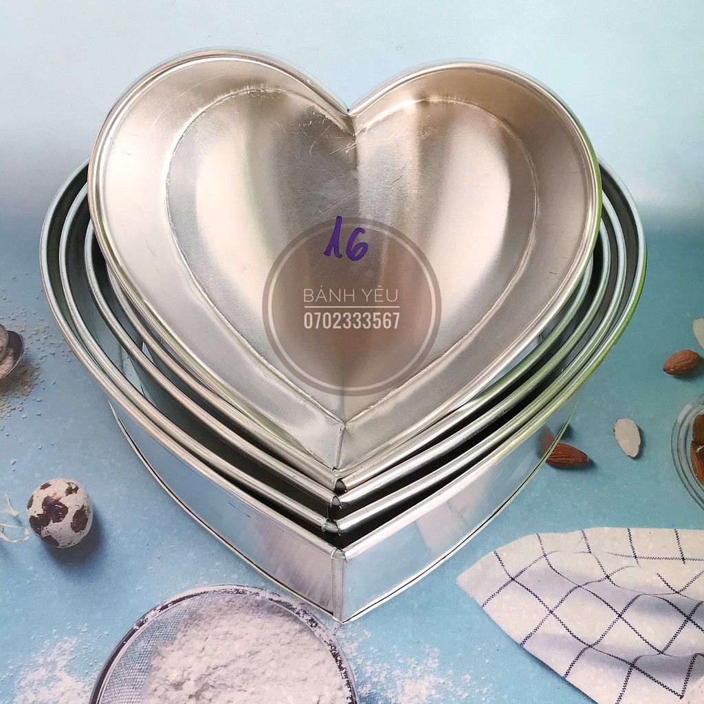 Khuôn Nhôm Trái Tim Đế Liền/ Khuôn gò sử dụng nướng bánh, không làm rau câu