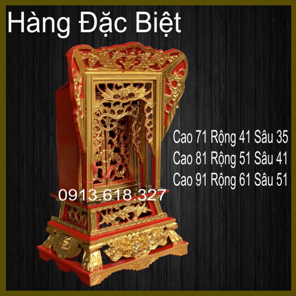 Khám Thờ Trạm Rồng Gia Tiên Sơn Son Gỗ Mít 3 Cỡ