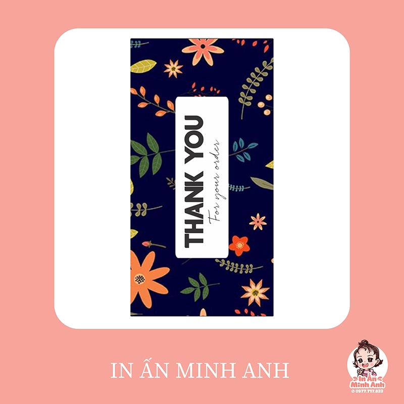 Tem dán sticker open me cute vintage dán chữ thank you trên túi giấy kraft, hộp carton kích thước 6x3 cm DCDN05