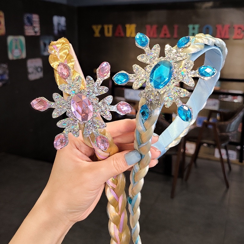 Cài Tóc Elsa Phụ Kiện Tóc Giả Thắt Bím Hình Vương Miện Công Chúa Băng Giá Màu Sắc Dành Cho Bé Gái