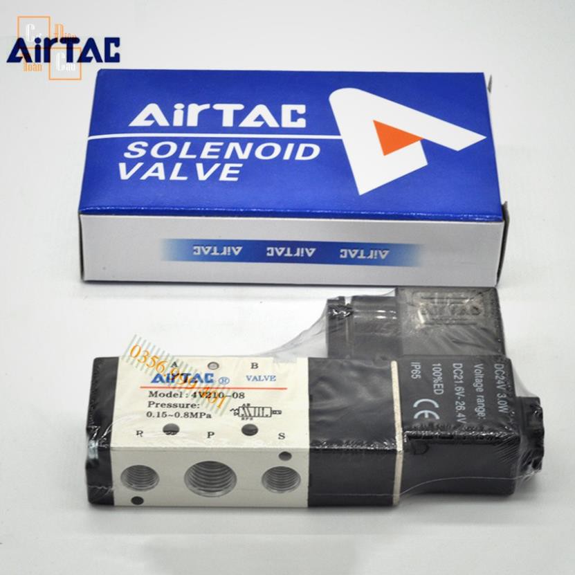 Van điện từ Airtac 4V210-06, Van khí nén, Van chia khí 4V210-06 ( Van 5/2 ) 220VAC 24VDC 110VDC , 12VDC Solenoid Valve