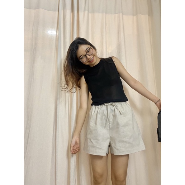 Quần short linen lưng thun - có dây rút