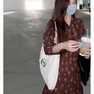 Đầm vintage cột nơ họa tiết hoa