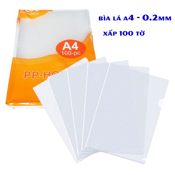 [ Xấp 100 tờ ] Bìa Lá A4/F4 Plus - Bìa Lá PP Holder A4/F4 CL 0.2mm