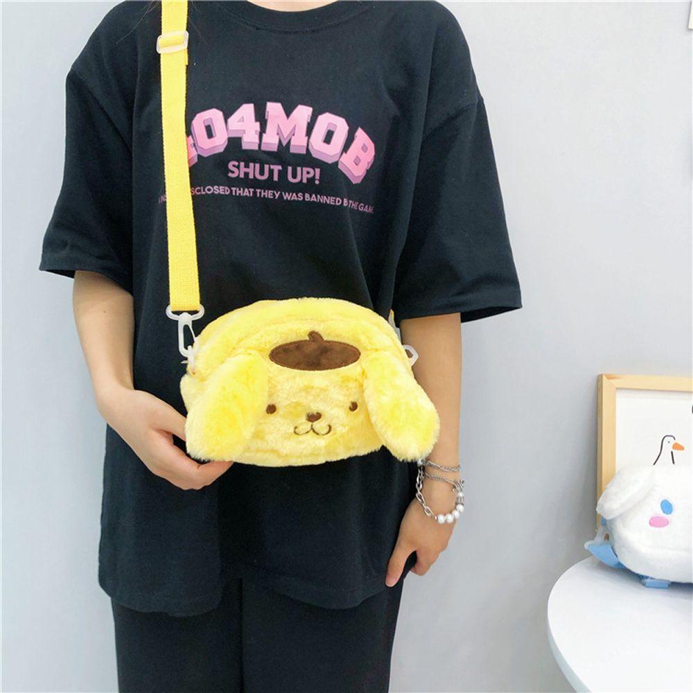 ELEGANT Túi Tote Đựng Điện Thoại / Tiền Xu Phủ Lông Hình Chú Chó Cinnamon Kiểu Hàn Quốc Dễ Thương