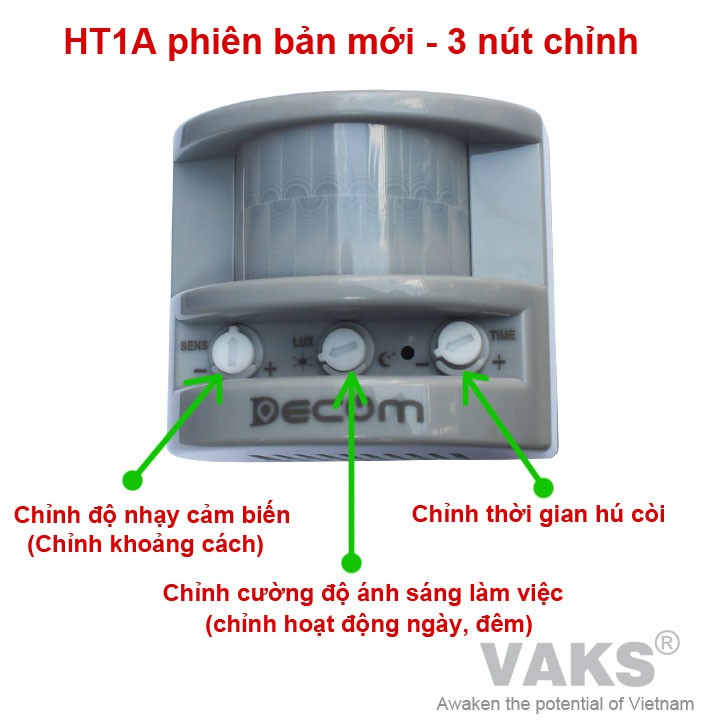 Báo động hồng ngoại HT1A-S (phiên bản mới sau HT1A) - 3 nút chỉnh (NEW) - sx tại Việt Nam