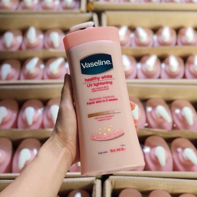 🍓Free Ship🍓 Sữa Dưỡng Thể Vaseline Màu Hồng Heathy White dưỡng ẩm làm sáng và mềm mịn da 725ml Mỹ