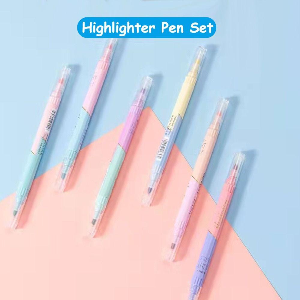 CHOOKEY Set 6 Bút Bắt Sáng Hai Đầu Màu Sắc Ngọt Ngào