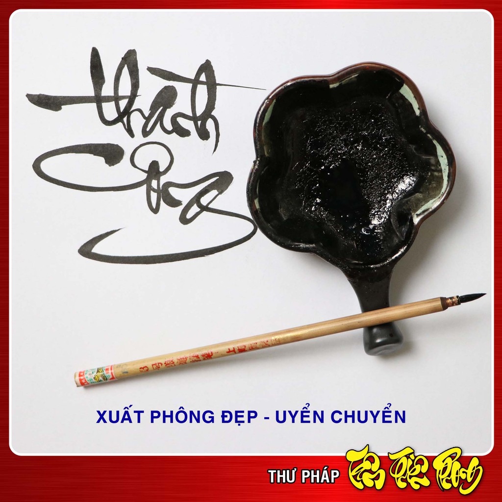 Bộ dụng cụ tập viết Thư pháp 05 món: 2 Bút thư pháp Hero, 2 Bút con cọp, 1 nghiên mực, 1 mực tàu, 1 gác bút