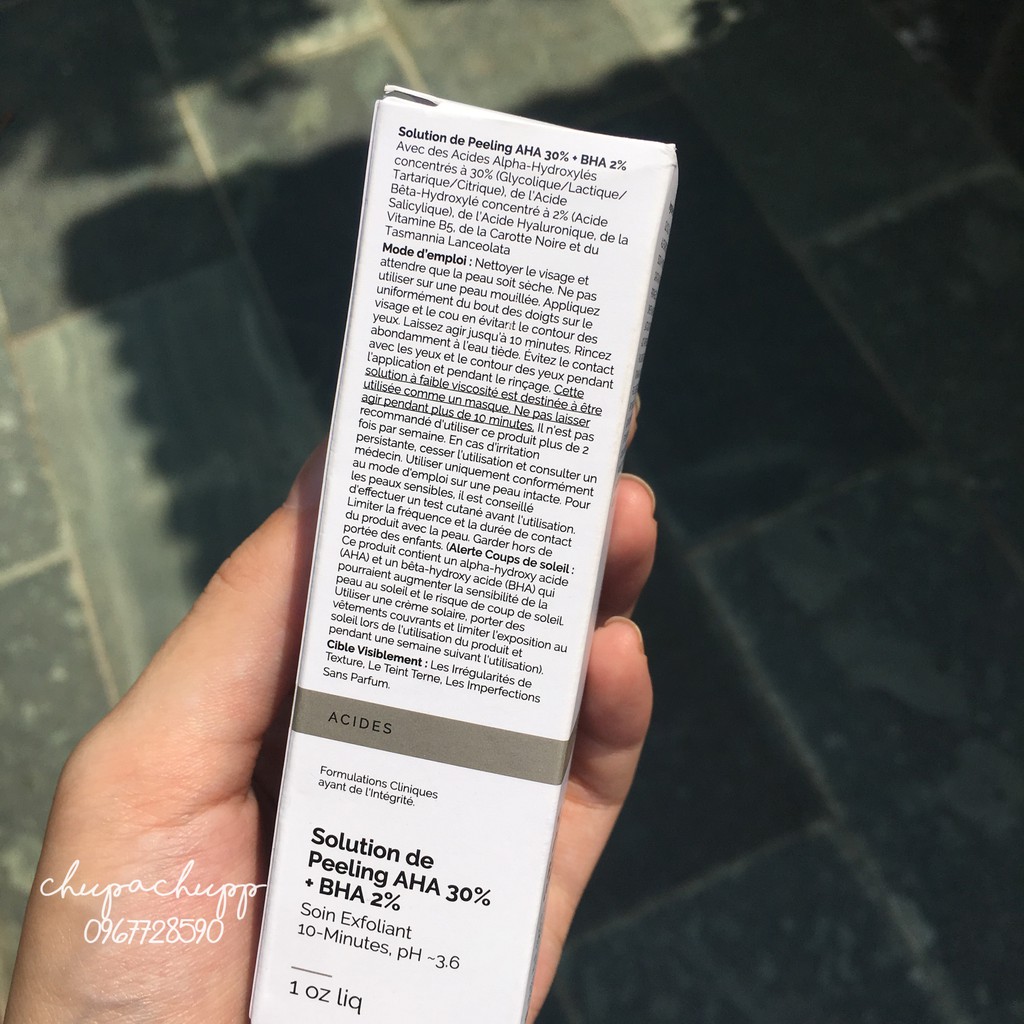 Tẩy da chết hoá học The Ordinary AHA 30% + BHA 2% Peeling Solution