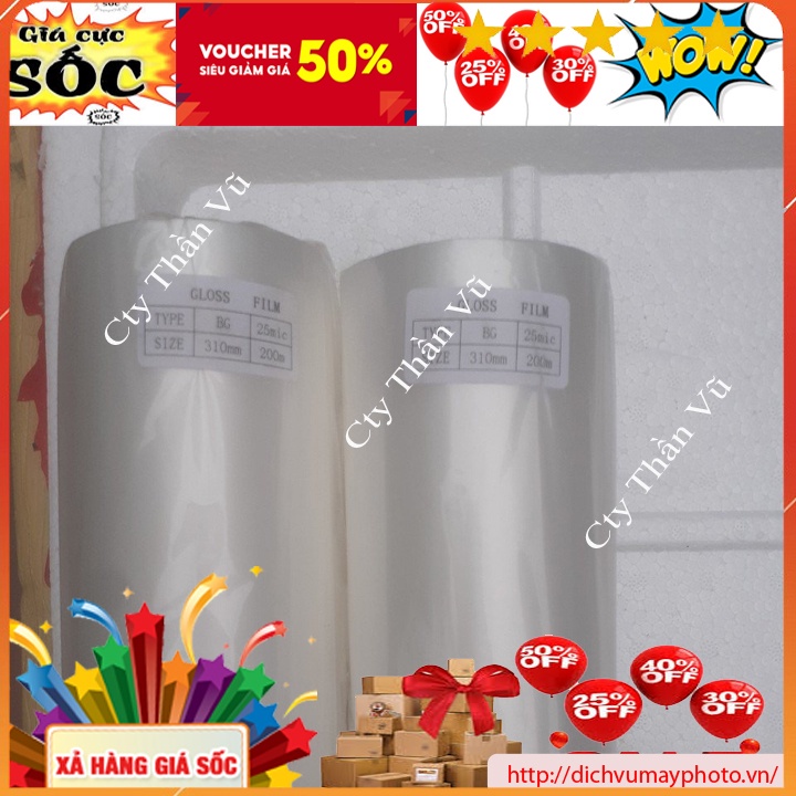 Quận giấy cán nhiệt bóng 25mic loại 300m chuẩn dùng cho máy FM 330 chất lượng INECO