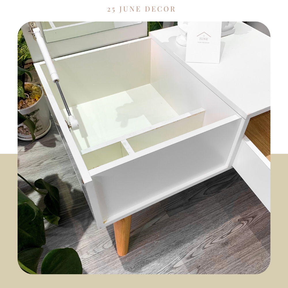 🌟MIỄN SHIP🌟 Bàn Trang Điểm Ngồi Bệt, Bàn Phấn Có Gương Gỗ MDF Cao Cấp Chịu Lực Cao - 25 June Decor